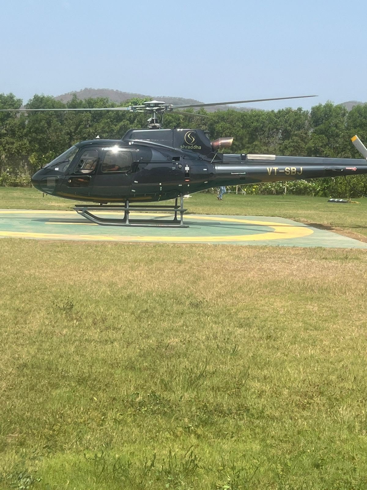 Helicopter on landing pad
