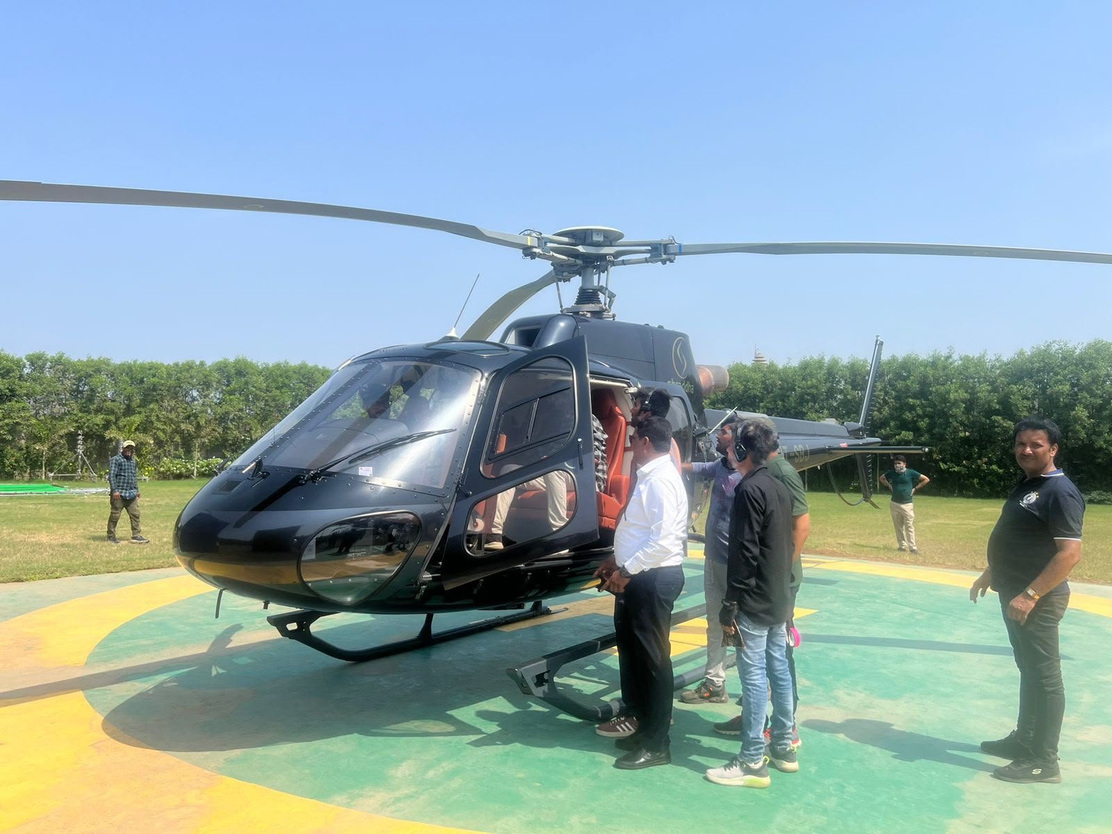 Helicopter on helipad